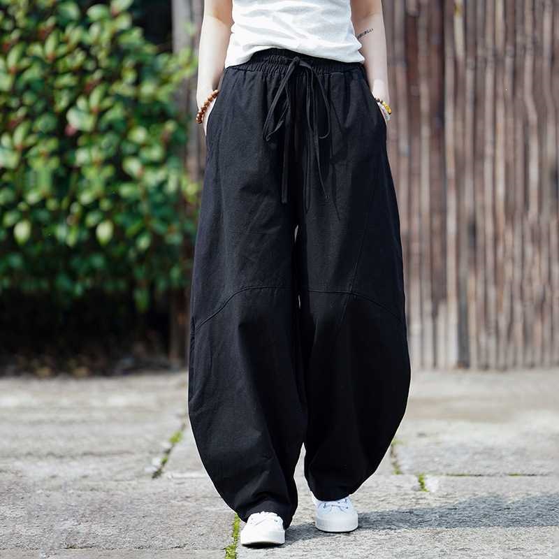 Retro Track Pant - Celana Harem Katun Linen Pria, Celana