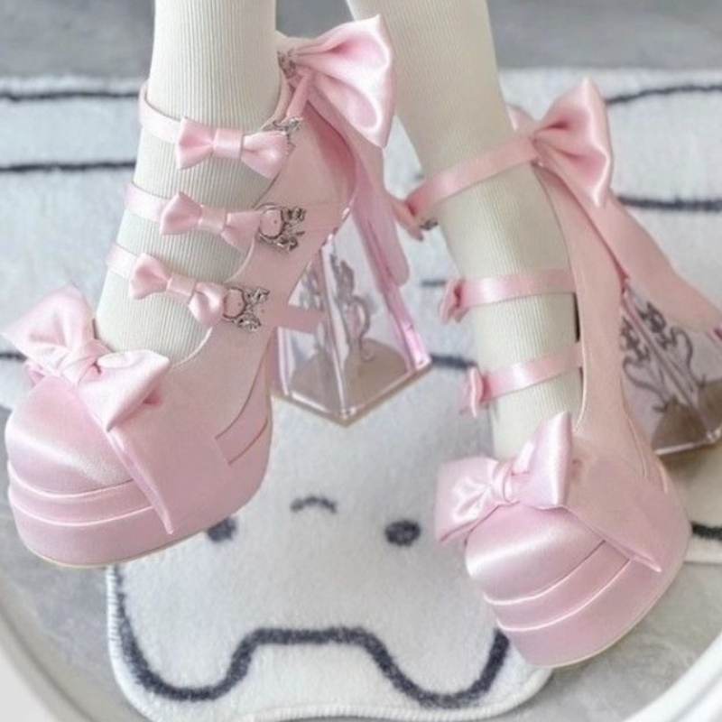 Vintage Y2K - Sepatu Hak Tinggi Gaya Lolita Elegan