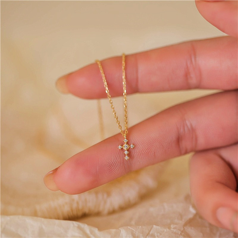 Vintage Fashion Show - S925 kalung liontin salib perak Sterling,