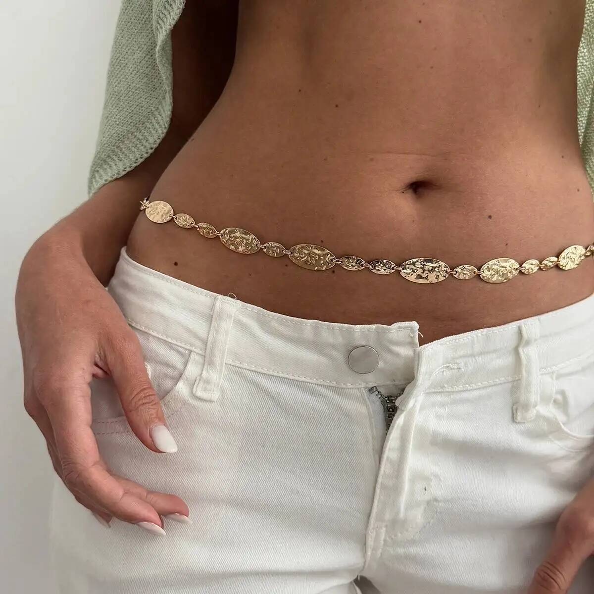 Vintage Fashion Trends - IngeSight.Z Rantai Pinggang Logam Lipat Vintage