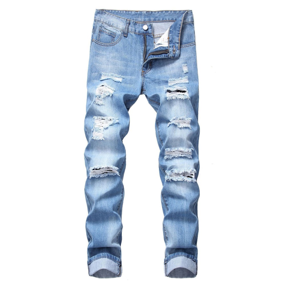 Retro Track Pant - Celana Jeans Skinny Robek Gaya Punk
