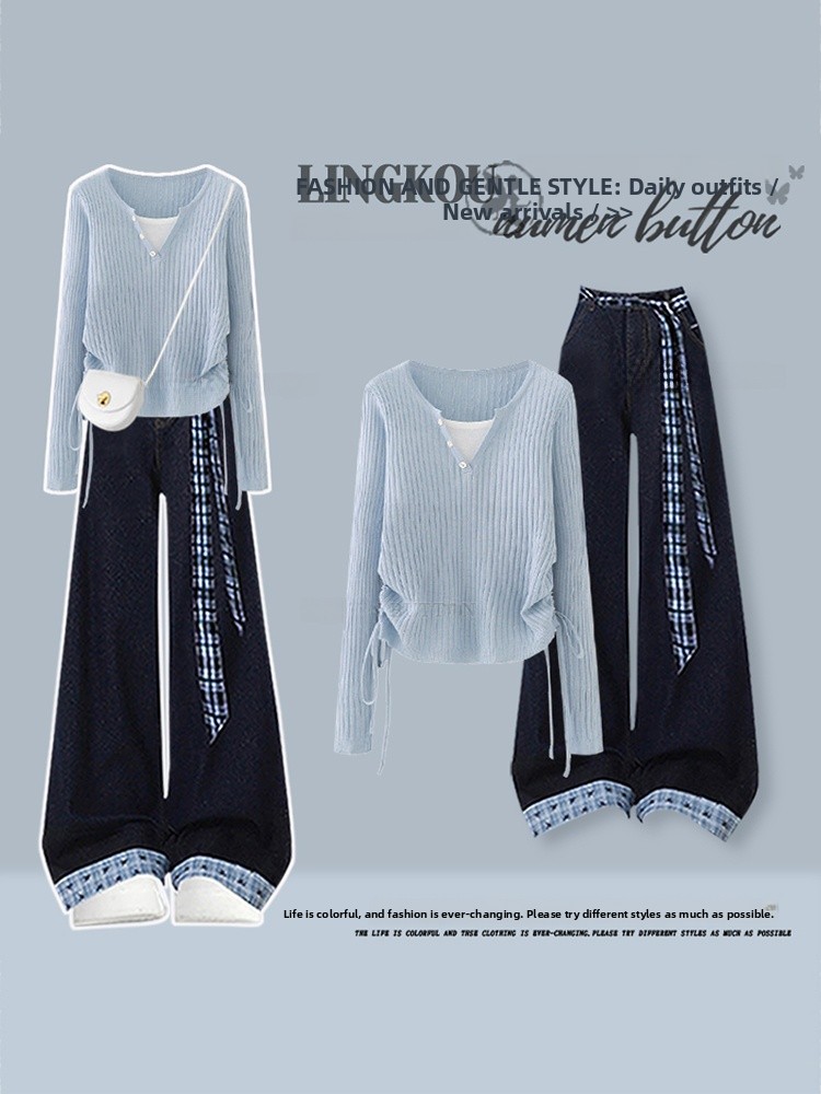 Vintage Fashion Wear - Set Dua Potong Atasan Rajut Pinggang