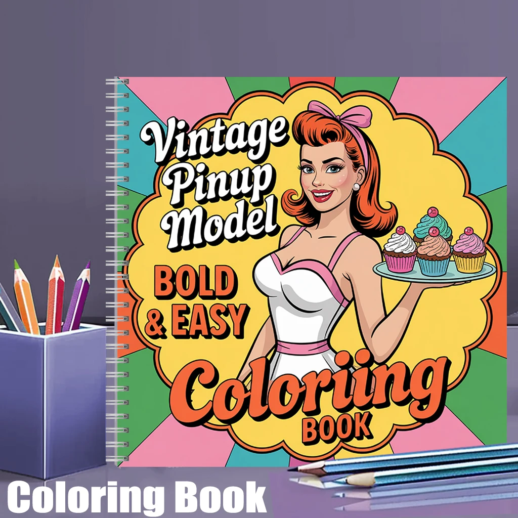 Vintage Fashion Coloring Book - Buku Mewarnai Model Vintage untuk Dewasa,