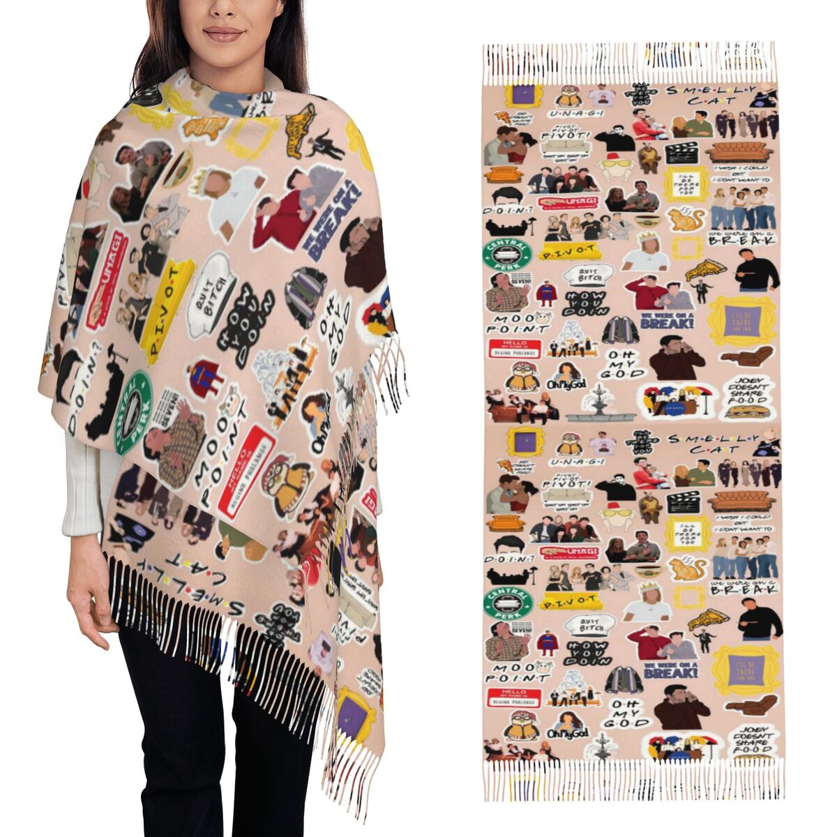 Vintage Fashion Collage - Selendang Rajut Motif Kolase Simbol Acara