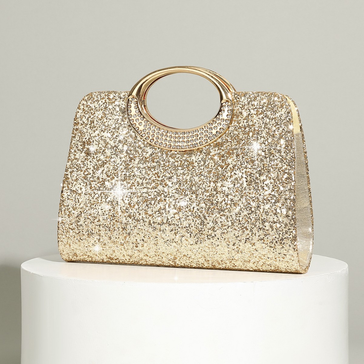 Vintage Fashion Trends - Tas tangan vintage besar bertekstur glitter,