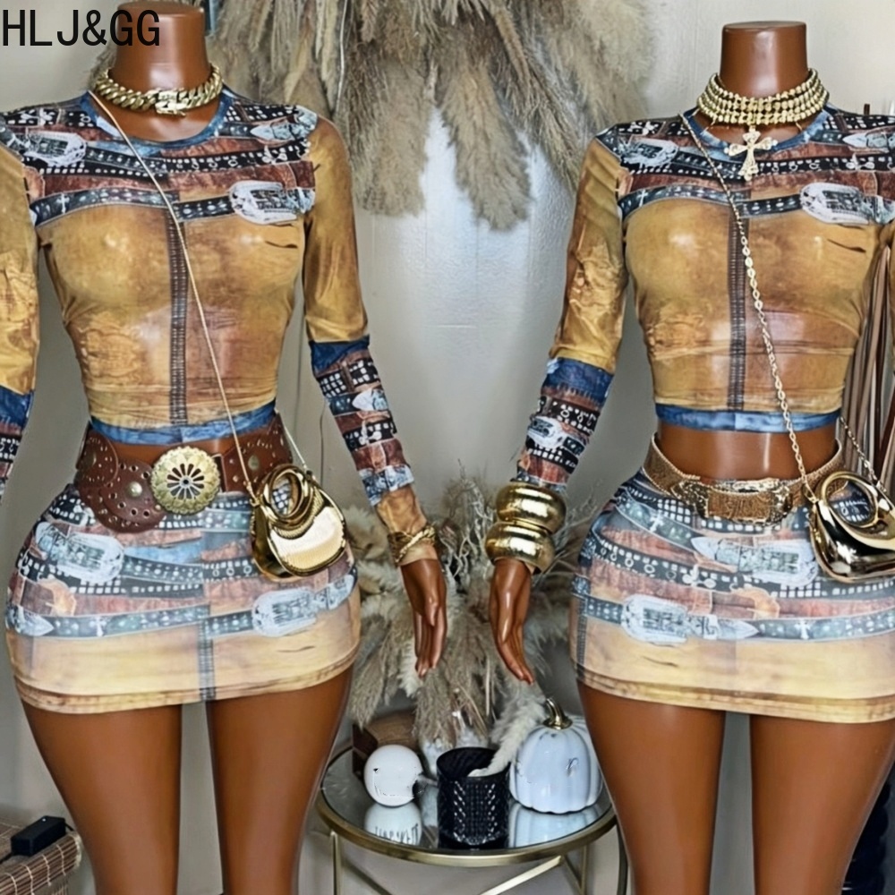 Vintage Fashion Trends - HLJ&GG Set Dua Potong Jaring Cetak