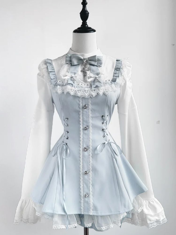 French Vintage Fashion - Set 2 Potong Renda Fashion Elegan