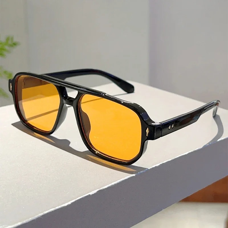 Kacamata Hitam Persegi Double  - Vintage Fashion Trends ulasan dan harga
