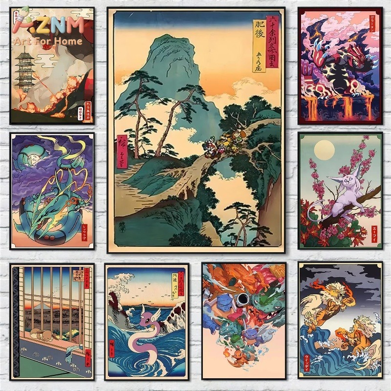 AZNM Ukiyo-e Style Pokemon Gro - Vintage Fashion Japan ulasan dan harga