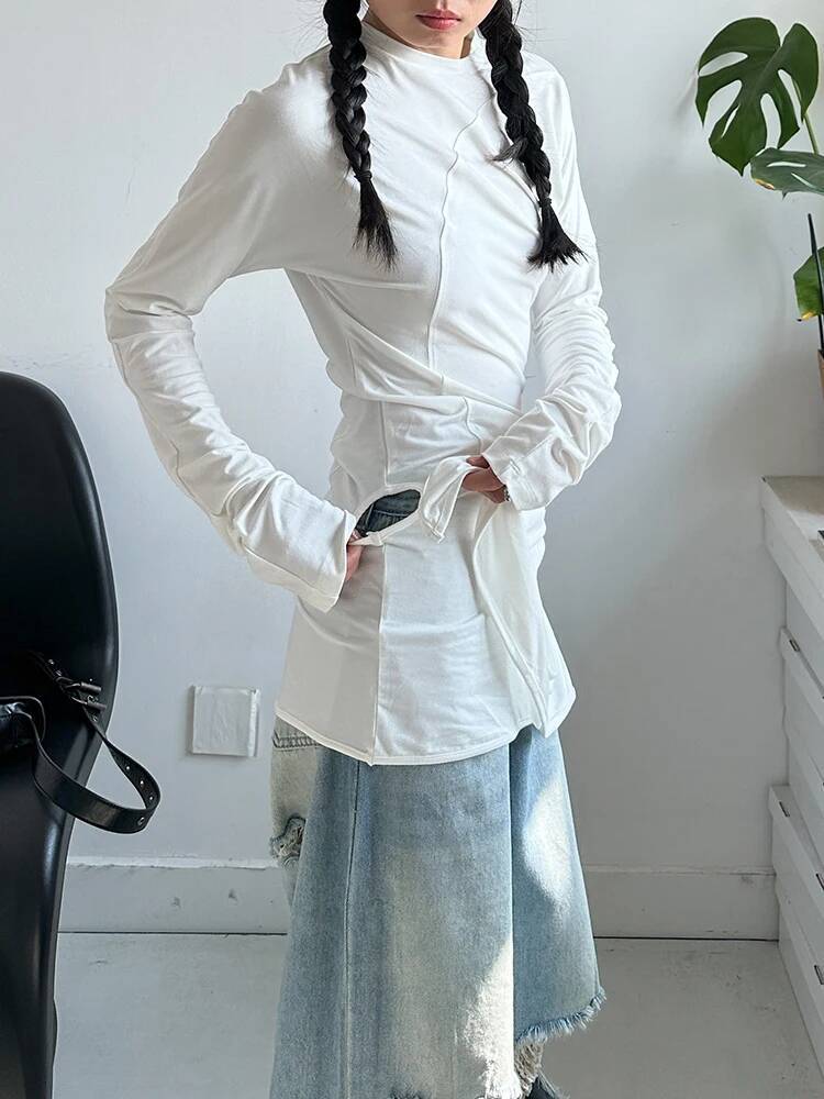 Hem Kaus Ramping Panjang Elega - Vintage Fashion Build ulasan dan harga