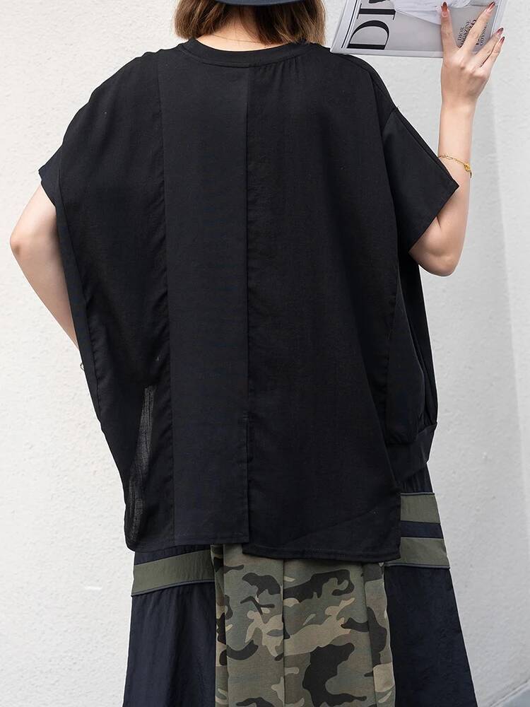 Kaus Kasual Ukuran Besar Hem H - Vintage Fashion Build ulasan dan harga