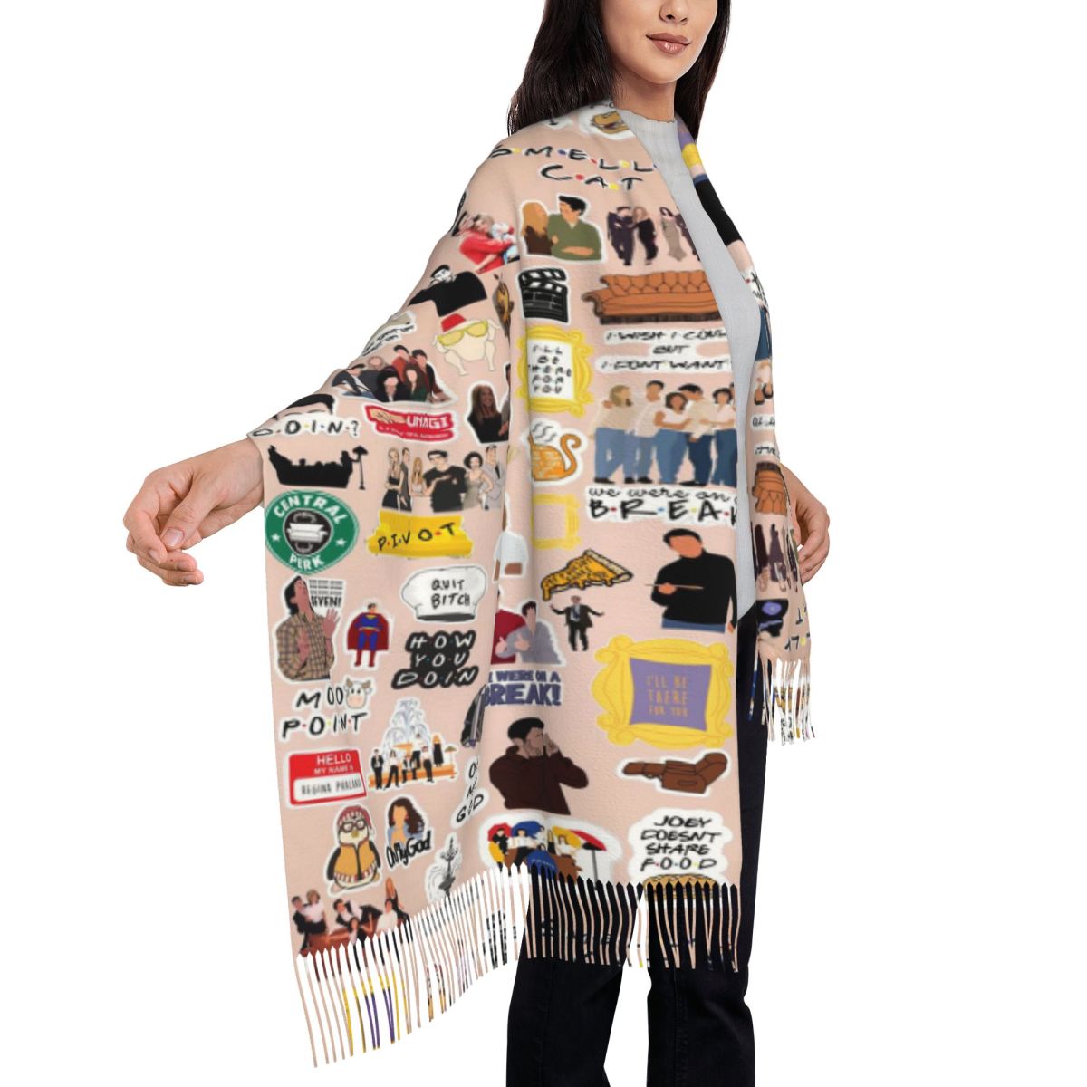 Selendang Rajut Motif Kolase S - Vintage Fashion Collage ulasan dan harga