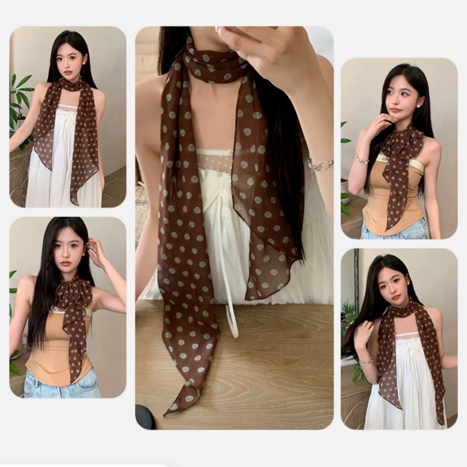 Selendang Chiffon Polkadot Vin - Vintage Fashion Wear ulasan dan harga