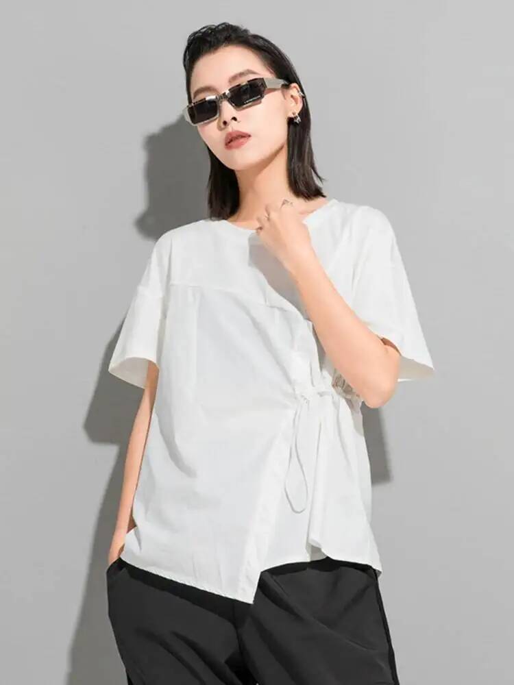 Kaus Kasual Ukuran Besar Tali  - Vintage Fashion Build ulasan dan harga