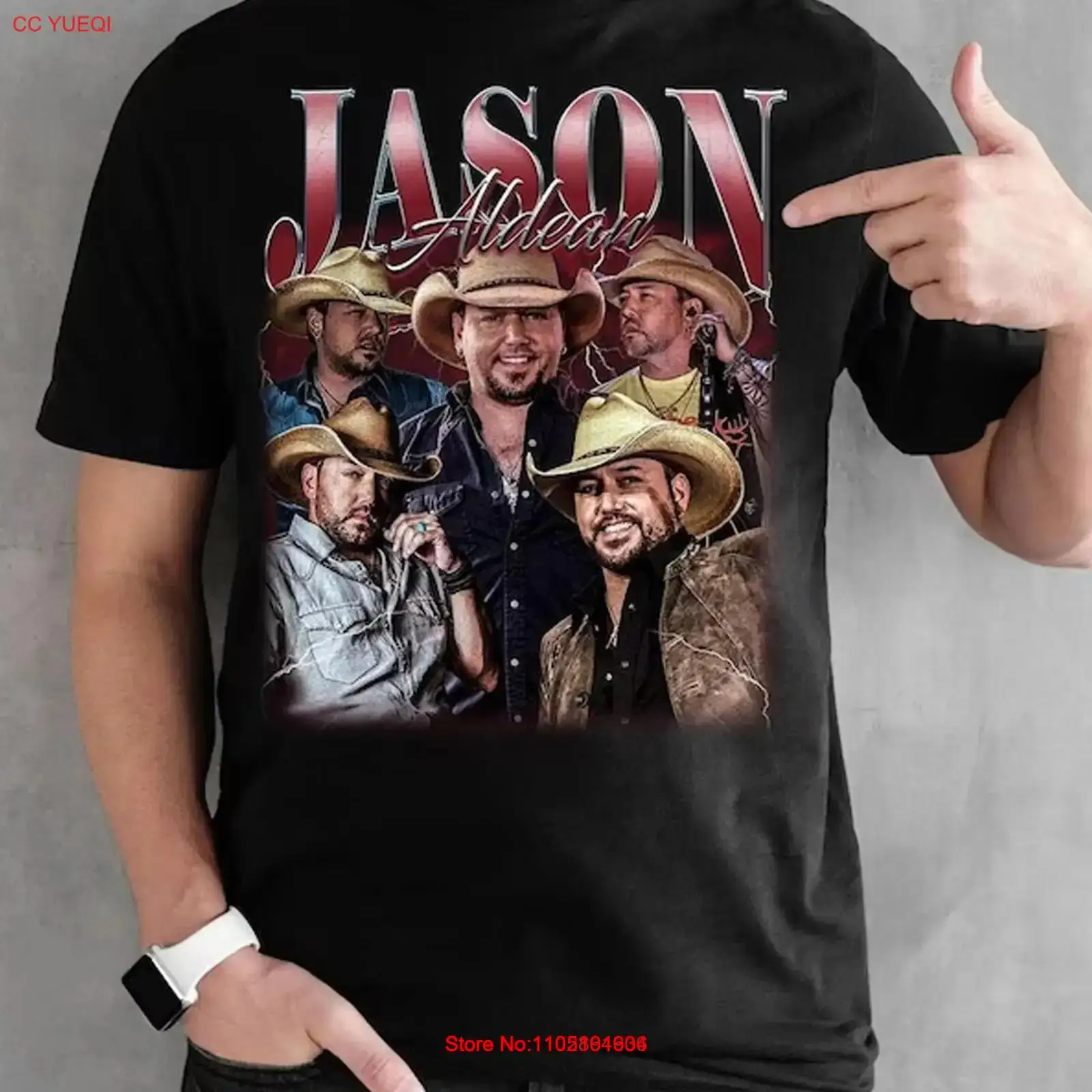 Jason Aldean VTG Kaus Hitam Ko - Vintage Fashion Collage ulasan dan harga