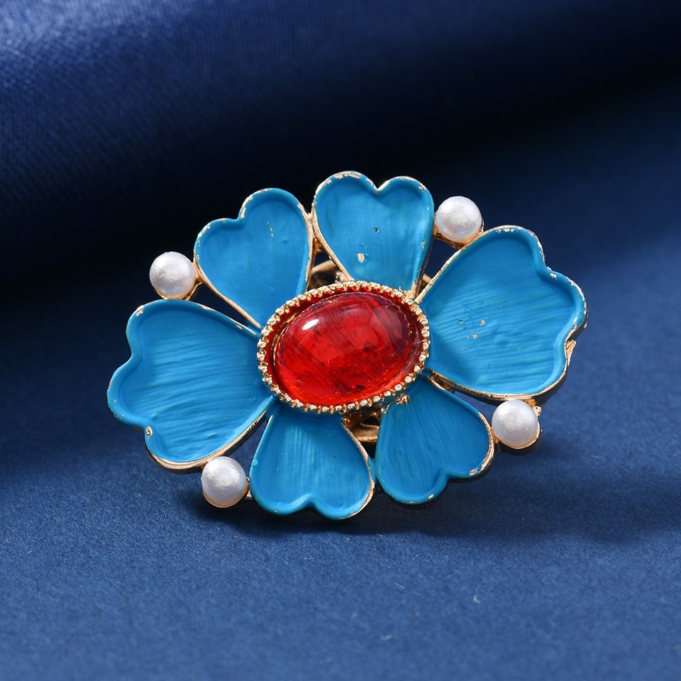 Bros Bunga Enamel Biru Vintage - Vintage Fashion Wear ulasan dan harga